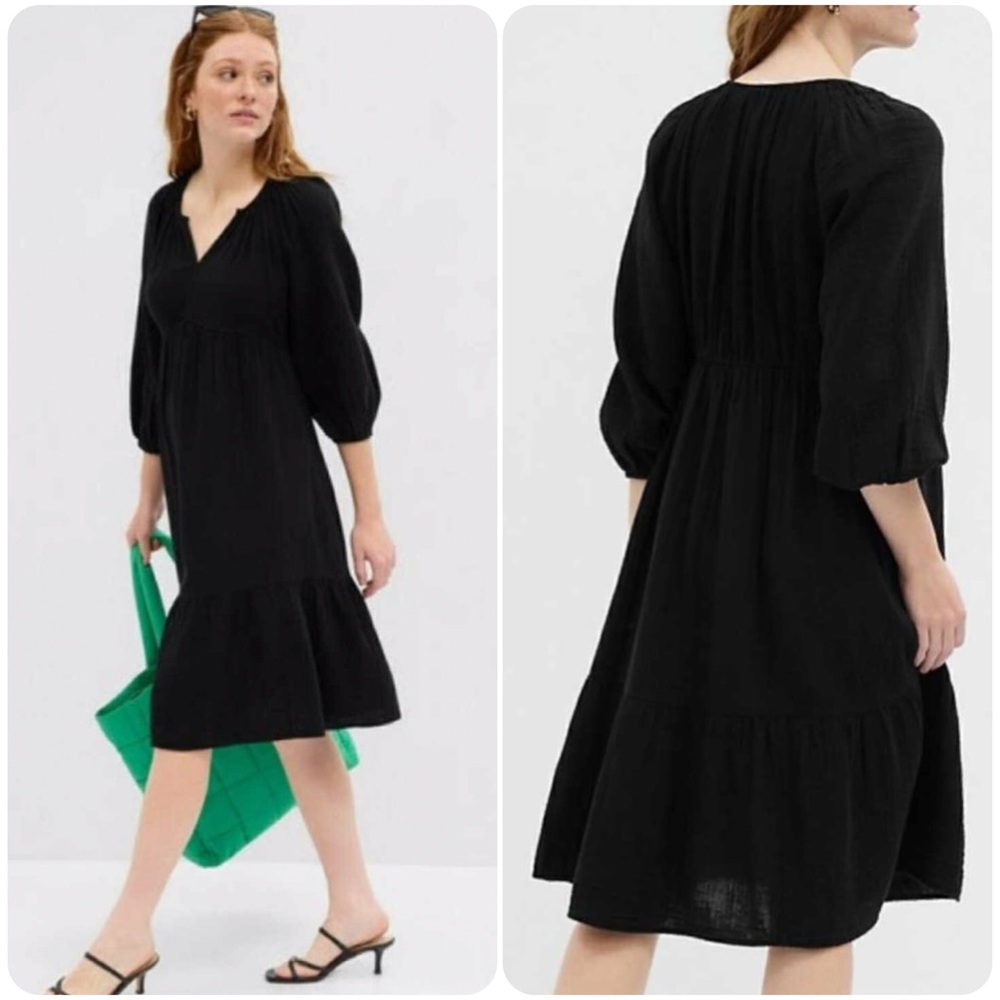GAP Gauze Split Neck Dress